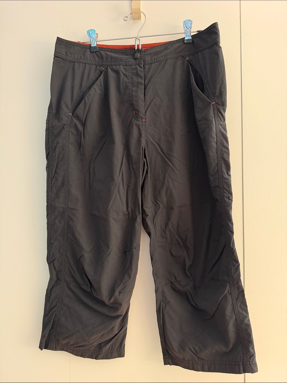 L.L. Bean Black Capris with Red Stitch Accents